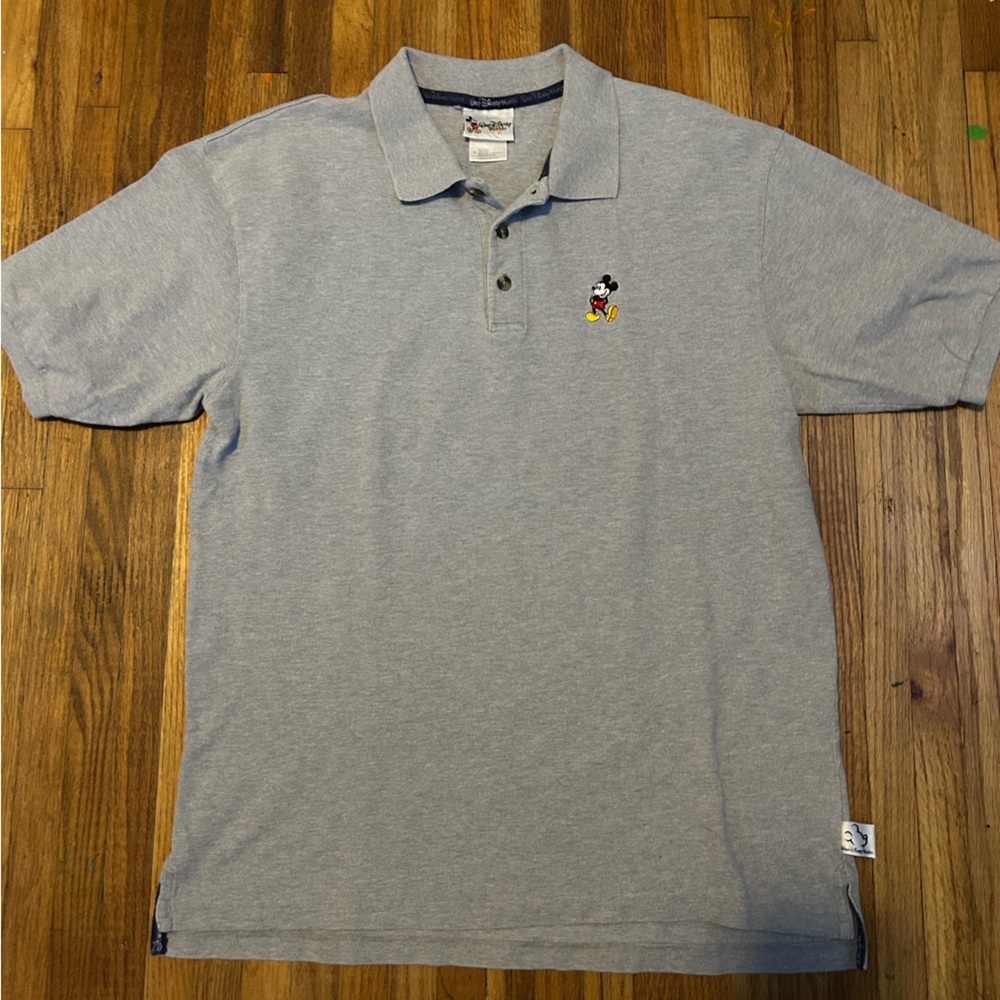 Walt Disney World Polo Shirt Medium Heather Gray Mickey Mouse Logo Embroidered
